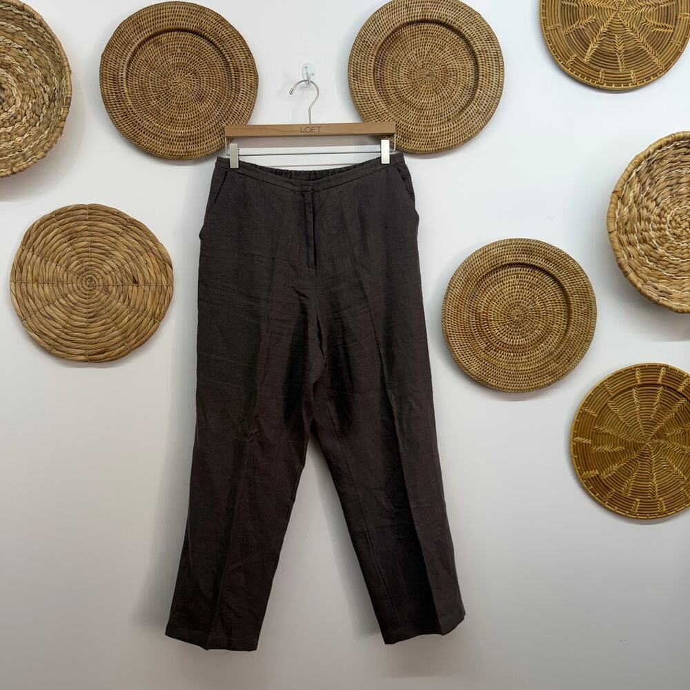 Vintage Eileen Fisher Brown Linen Pants Medium